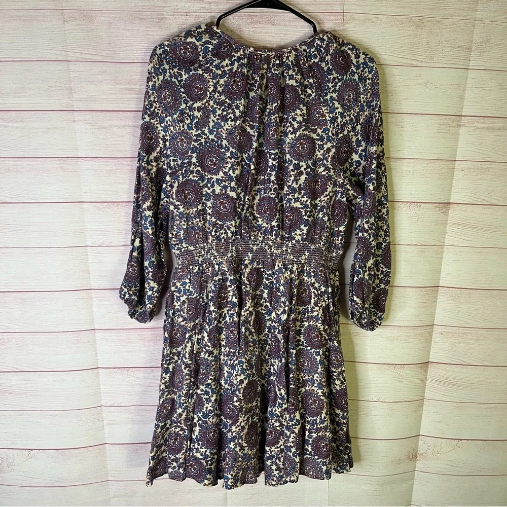 J.Crew Purple‎ 100% Linen Palermo Smocked Waist Pocketed Dress Size Small